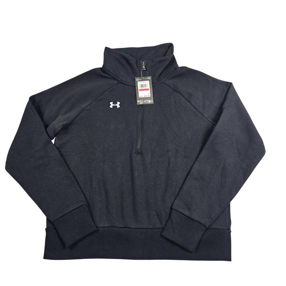 Under Armour Rival Fleece Women XS Black Half Zip Sweatshirt Loose Gorp Active